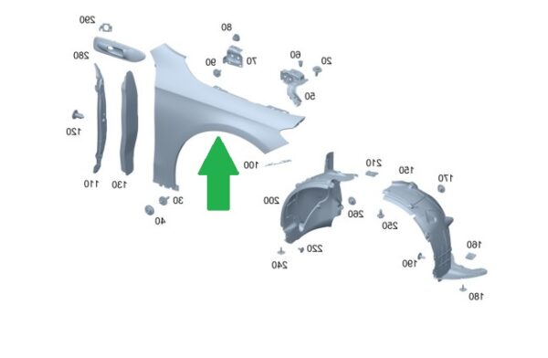 MERCEDES BŁOTNIK PRZEDNI PRAWY A1748810200 CLA 174 C174 COUPE