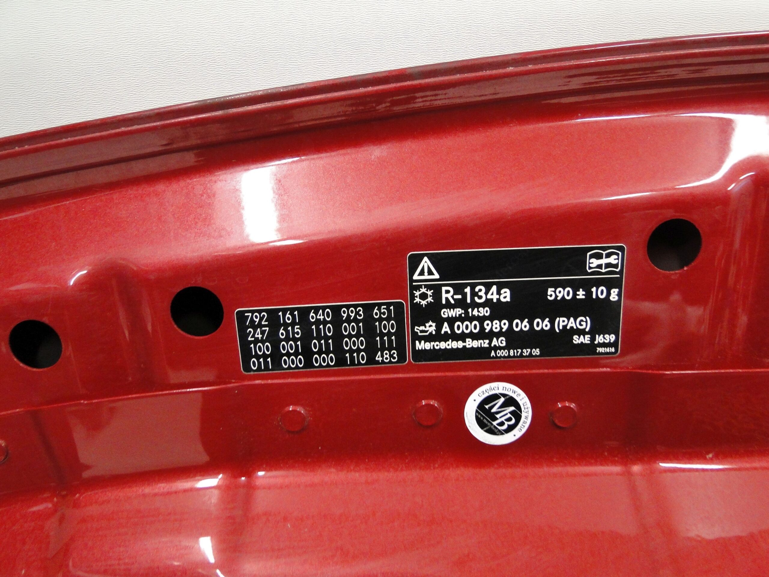 MERCEDES MASKA POKRYWA SILNIKA CZERWONA 993 GLB 247 X247 - obrazek 12